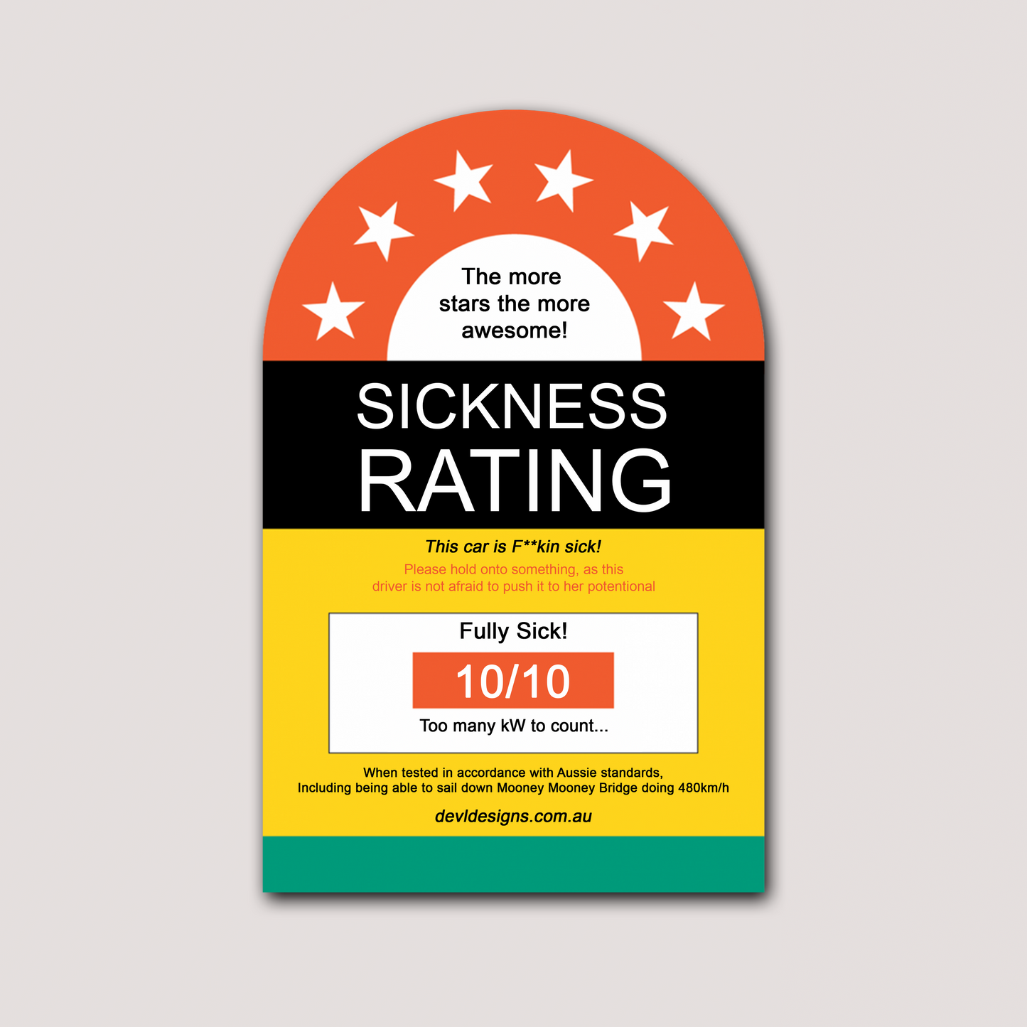 SICKNESS RATING STICKER