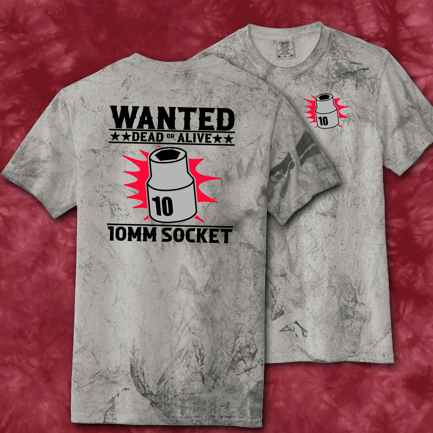 WANTED 10MM SOCKET TIE DYE T-SHIRT