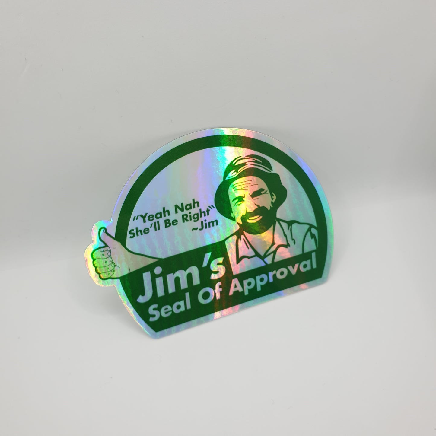 HOLOGRAPHIC JIM'S SEAL OF APPROVAL STICKER