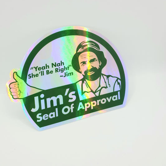 HOLOGRAPHIC JIM'S SEAL OF APPROVAL STICKER