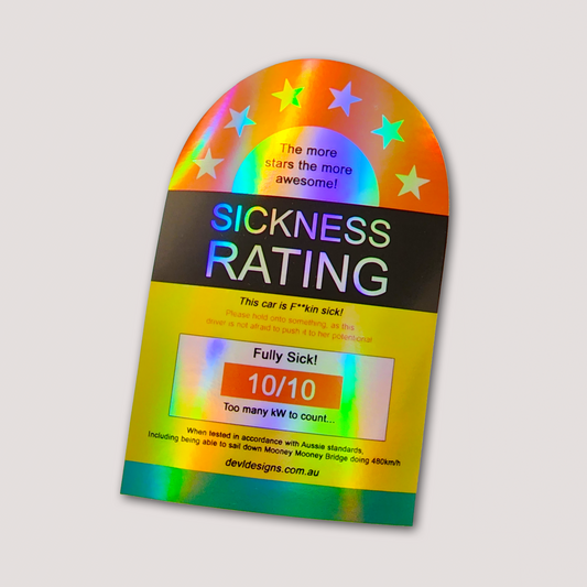 HOLOGRAPHIC SICKNESS RATING STICKER