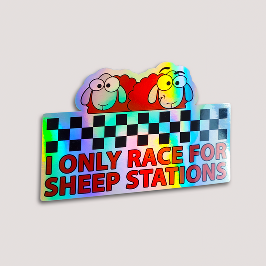 HOLOGRAPHIC RACING FOR SHEEP STATIONS STICKER