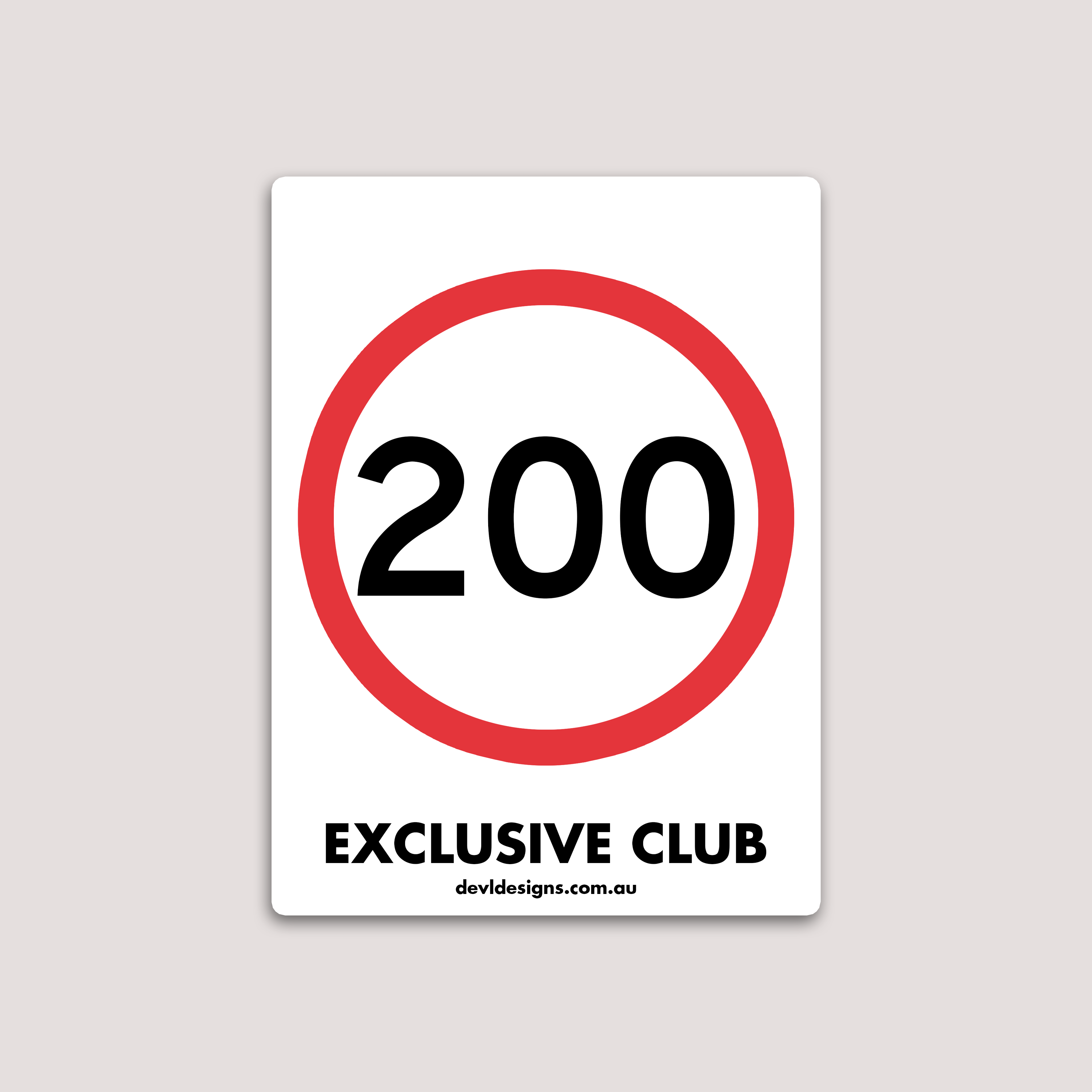 200 CLUB STICKER – DEVL Designs Australia