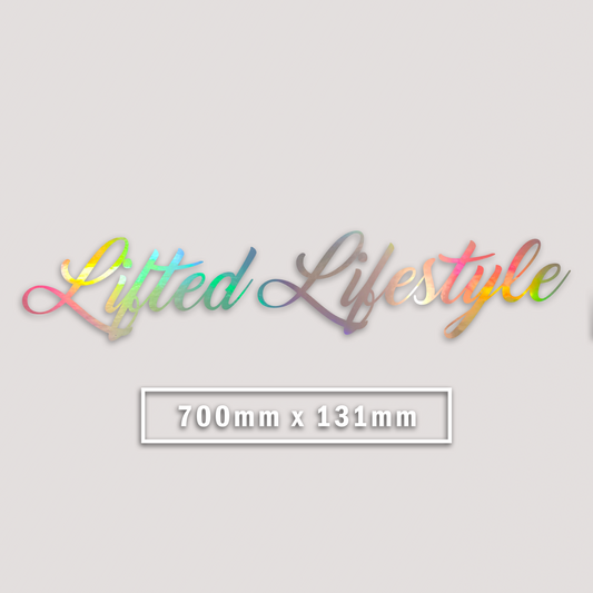 HOLOGRAPHIC LIFTED LIFESTYLE CURSIVE WINDOW BANNER