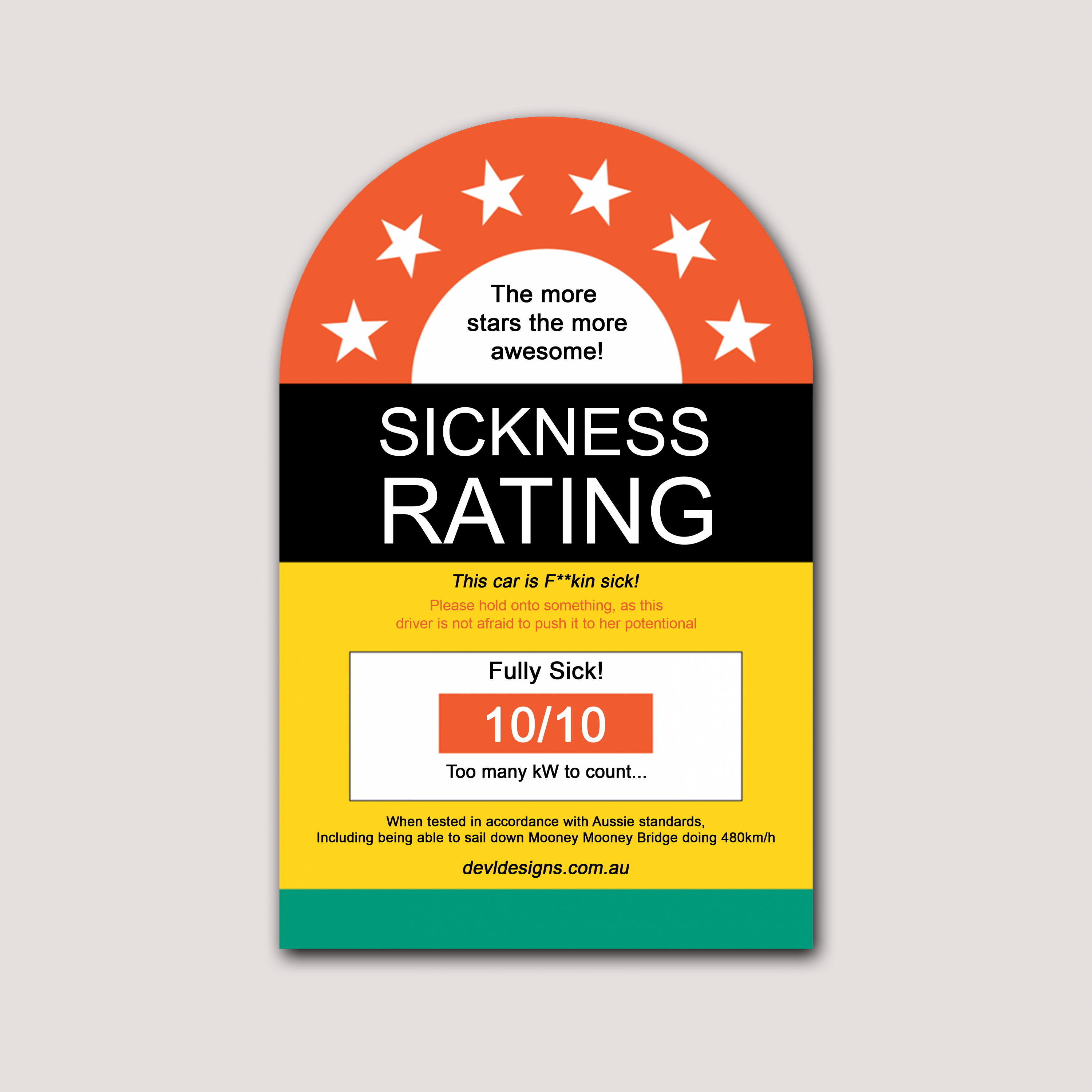 Sticker Design Rating SICKNESS RATING STICKER – DEVL Designs Australia