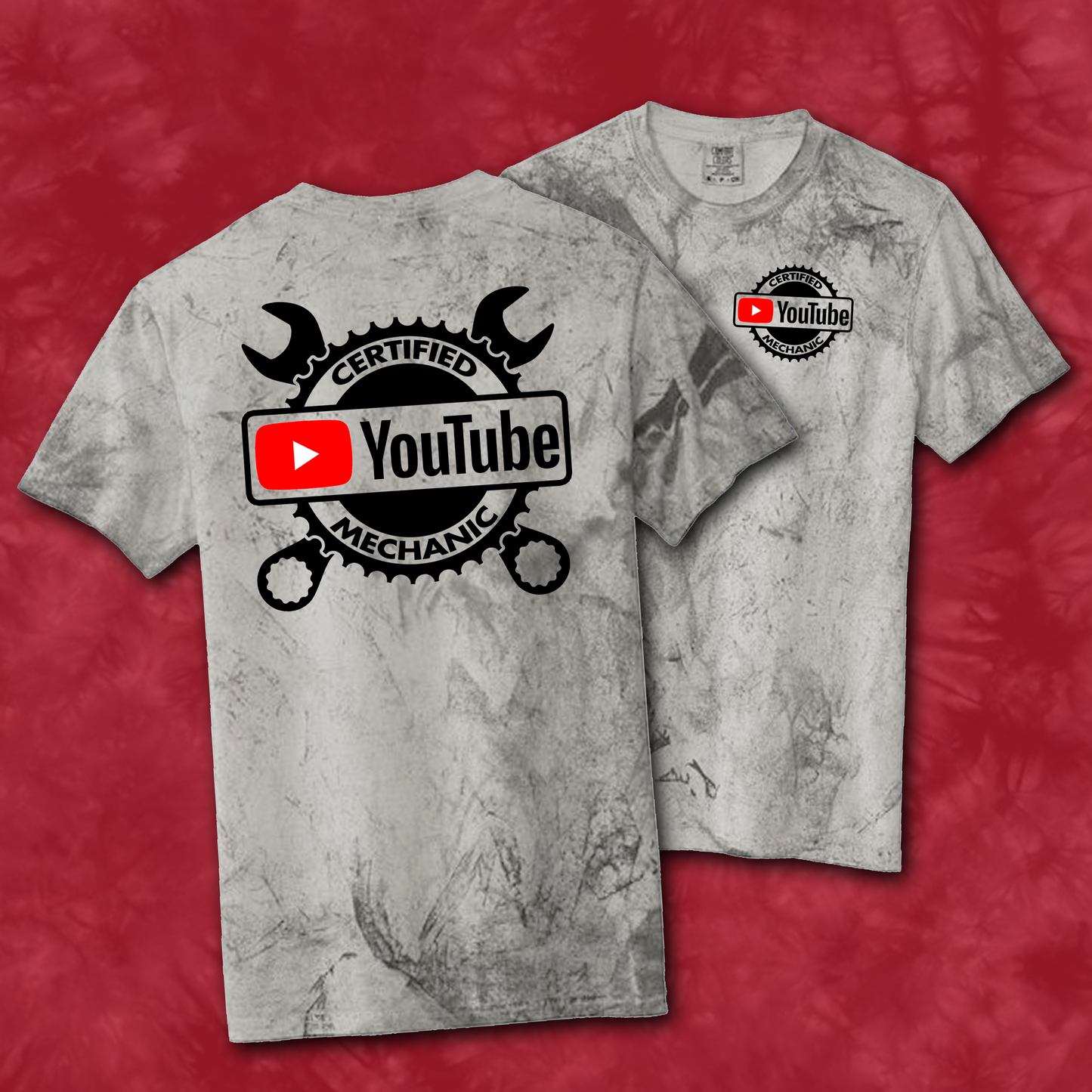 CERTIFIED YOUTUBE MECHANIC TIE DYE T-SHIRT